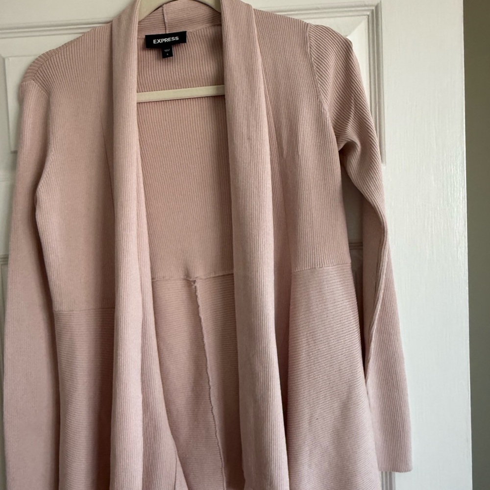 Express Blush Ribbed Cardigan - Picture 2 of 4